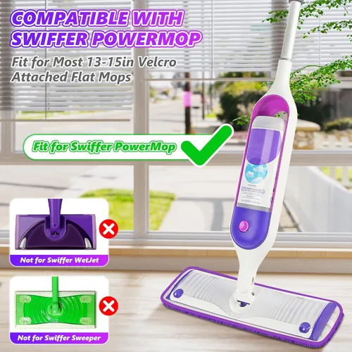 Miniatura 2 de Almohadillas reutilizables compatibles con Swiffer PowerMop – SEVENMAX de microfibra de 15 pulgadas, almohadillas de repuesto para trapeador