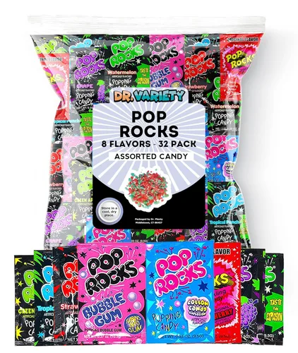 Pop Rocks - Mezcla variada (paquete de 32) – Golosinas de roca crujientes en varios sabores – Confección de estilo retro envuelta individualmente –