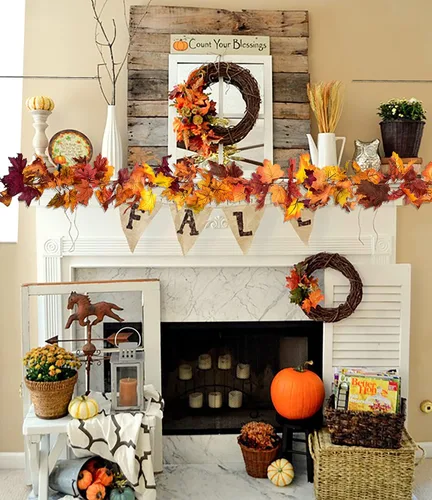 Miniatura 2 de DearHouse 4 piezas de hojas de arce de otoño, 5.9 pies/pieza, guirnalda de vid colgante artificial de otoño, follaje de otoño, decoración de Acción