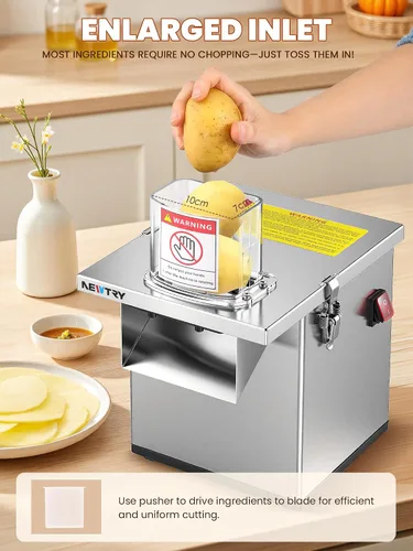Miniatura 5 de NEWTRY 4 en 1 procesador de verduras comercial eléctrico para vegetales, fruta, rebanador, picador, triturador y cortador de tiras arrugadas, todo