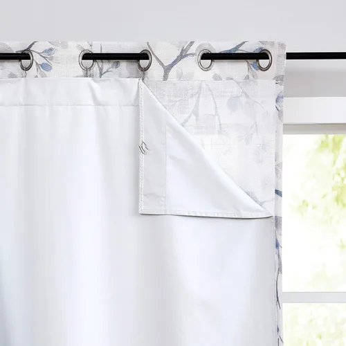 Paneles de forro de cortinas totalmente opacas para ventana, color blanco, con bolsillo para barra, cortina para dormitorio con 10 ganchos,