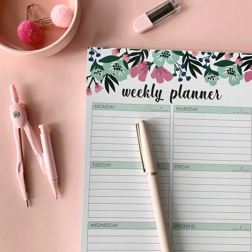 Miniatura 5 de Bloc de agenda semanal, 52 hojas tamaño carta desprendibles, 8.5” x 11” agenda semanal sin fecha, planificador de escritorio, bloc de notas