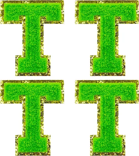 Miniatura 44 de Jongdari Letras termo-adhesivas de felpilla para ropa, parches de letras del alfabeto con brillantina para coser, con adhesivo planchado, 4 Blanco