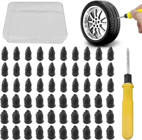 Miniatura 7 de BDZMC 60 clavos de goma para reparación de neumáticos, kit de herramientas de reparación de pinchazos de neumáticos con destornillador, tapón