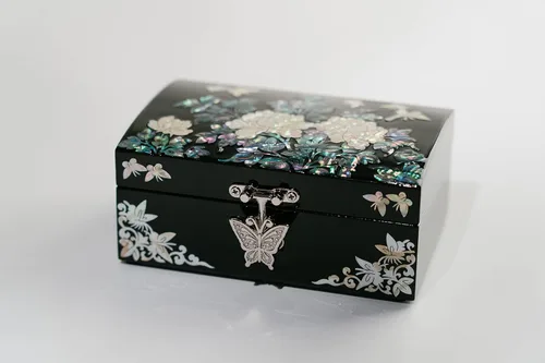 Miniatura 7 de February Mountain Joyero pequeño con tapa de espejo, organizador de almacenamiento de joyas para aretes, collares, anillos, pulseras y accesorios