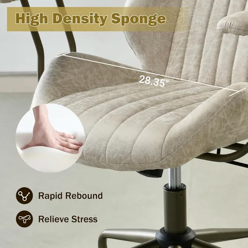 Miniatura 7 de Silla de oficina en casa, silla ergonómica para computadora con soporte lumbar, altura ajustable, silla de oficina moderna de mediados de siglo