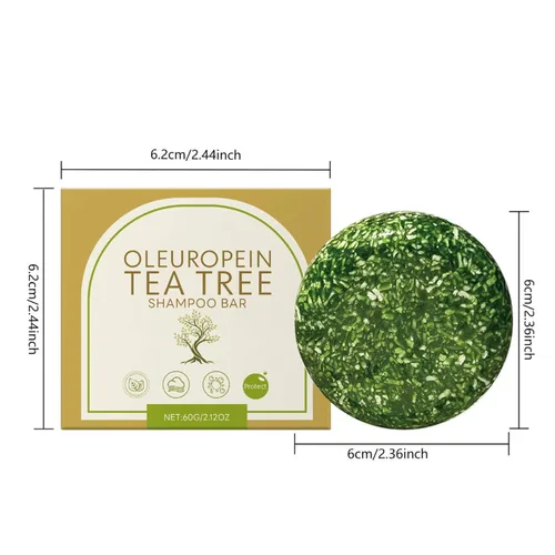 Miniatura 7 de Barra de champú con aceite de árbol de té - Limpieza hidratante para el cuidado del cabello y el cuero cabelludo dañados, color verde, talla única