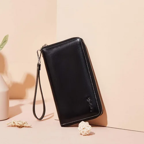 Miniatura 6 de BOSTANTEN - Carteras de cuero para mujer, bloqueo de identificación por radio frecuencia (RFID), cierre de cremallera alrededor, tarjetero, cartera