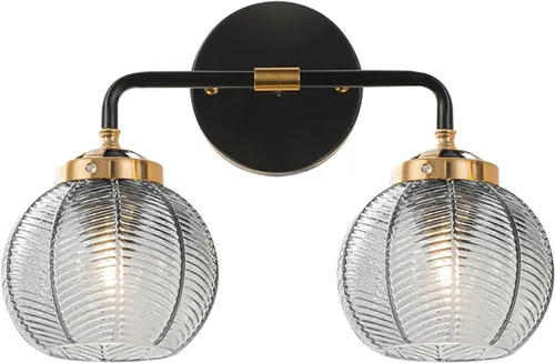 Miniatura 17 de Lámpara de tocador de baño de 3 luces, luz negra de montaje en pared con pantalla de vidrio verde, aplique de pared de mediados de siglo, lámpara