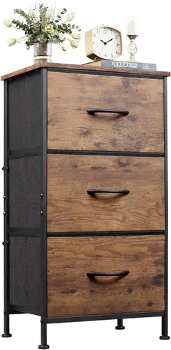 Miniatura 9 de WLIVE Cómoda con 3 cajones, mesita de noche de tela, unidad organizadora, cómoda de almacenamiento para dormitorio, pasillo, entrada, armarios