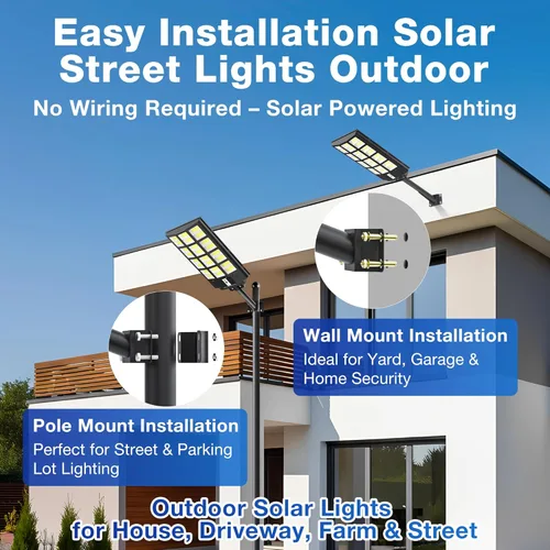 Miniatura 7 de Luces solares impermeables para exteriores, luz solar de calle de 8000 W con sensor de movimiento, luces de inundación de seguridad de 7000 K