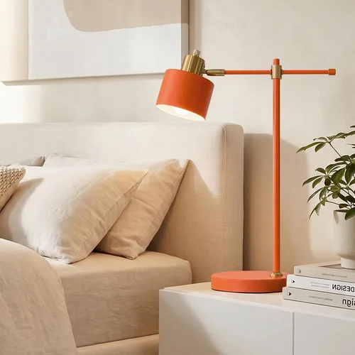 Miniatura 5 de OYEARS Lámpara de escritorio moderna de 22.2 pulgadas, lámpara de mesa de metal con bombilla LED, lámparas de lectura ajustables para sala de estar