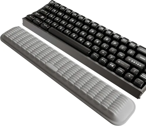 Miniatura 19 de MEKASS Reposamuñecas para teclado para teclado compacto del 60%, soporte ergonómico de espuma viscoelástica suave para muñeca con base Negro
