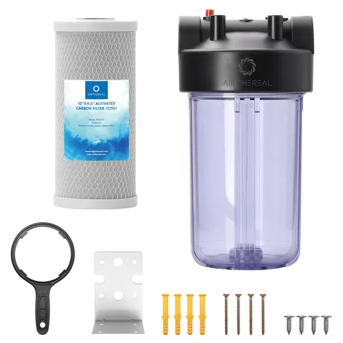Airthereal Carcasa universal para filtro de agua para toda la casa, cartucho de carbono de sedimentos de 10 x 4.5 pulgadas, sistema de prefiltración