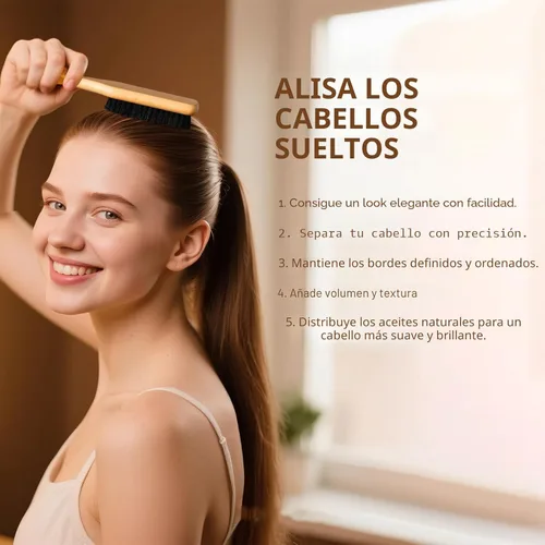 Miniatura 4 de SWEET VIEW Cepillo de cerdas de jabalí para cabello liso y con volumen, antifrizz, cola de caballo elegante, moños y cabello de borde, para peinar