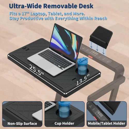 Miniatura 4 de Caminadora 4 en 1 con control remoto inclinado compacto 3.0HP plegable debajo del escritorio para oficina en casa, fitness, capacidad de 300 libras