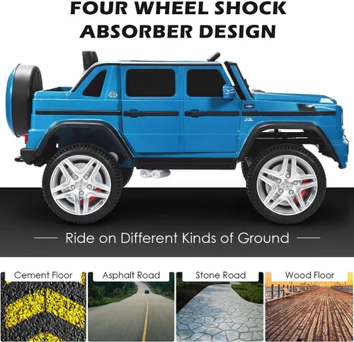 Miniatura 9 de OLAKIDS - Vehículo eléctrico Mercedes-Benz Maybach G650S de 12 V para niños con control remoto de suspensión de ruedas de 3 velocidades, juguete