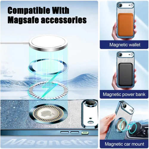 Miniatura 159 de Misscase Funda magnética con purpurina para iPhone 11 compatible con MagSafe, protección completa, delgada, a prueba de golpes, antiarañazos