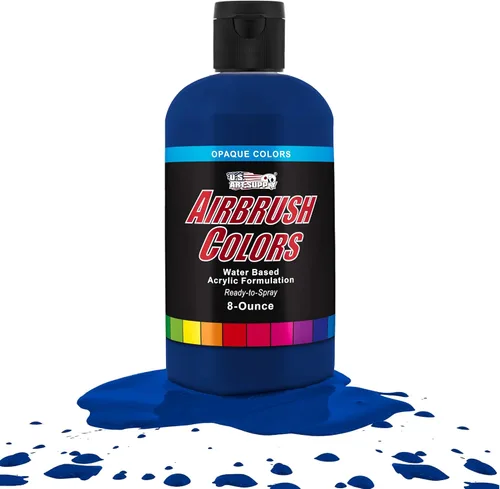 Miniatura 16 de U.S. Art Supply Opaque Lake Blue - Pintura acrílica para aerógrafo con efectos especiales, 8 onzas, lista para rociar, pintura con pincel de aire a