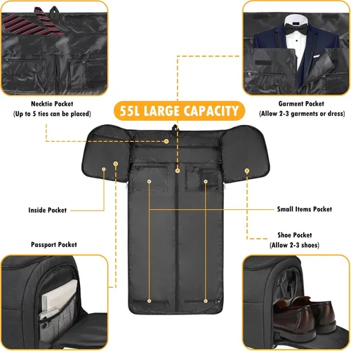 Miniatura 2 de Pucuwu - Bolsas de viaje para ropa de viaje, convertible para hombres y mujeres, almacenamiento en seco y húmedo, compartimento para zapatos, 2 en 1