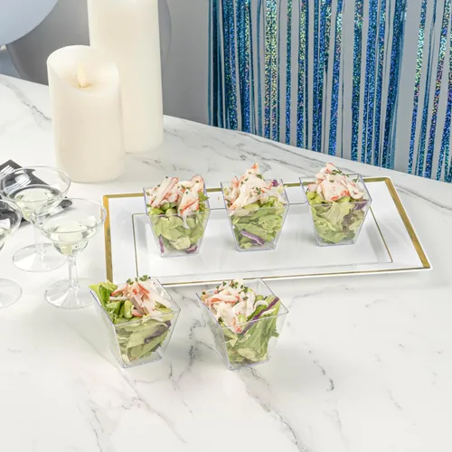 Miniatura 3 de Restaurantware - Mini tazas Kova de 4 onzas, 100 tazas cuadradas pequeñas para aperitivo: duradero, desechable, taza de parfait de plástico