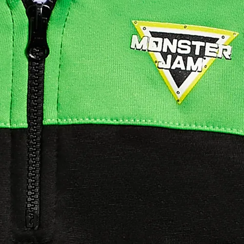 Miniatura 5 de Monster Jam Sudadera con capucha de forro polar con media cremallera, color negroverde, Verde, metálico