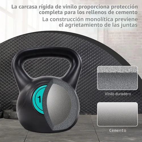 Miniatura 2 de BalanceFrom Juego de pesas rusas de vinilo, opciones de 30/45/50/75 libras, pesas de entrenamiento de fuerza rellenas de cemento con agarre