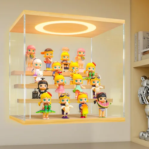 Miniatura 28 de LANSCOERY vitrina acrílica con iluminación LED, caja de exhibición de 5 niveles para coleccionables y figuras de acción, organizador transparente a
