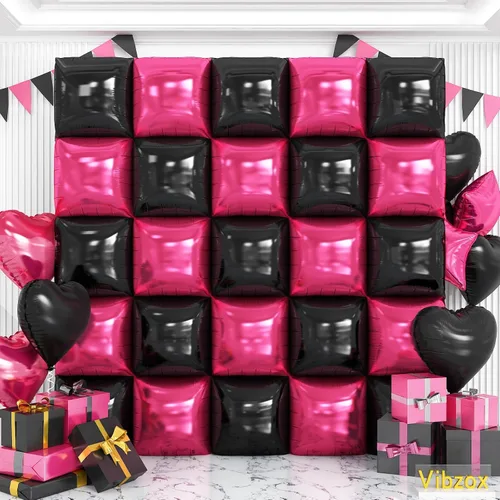 Miniatura 12 de Globos cuadrados en blanco y negro para pared, globos cromados y blancos de doble cara, kit de arco de túnel, telón de fondo para tablero de ajedrez