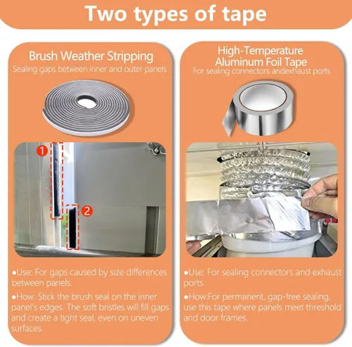 Miniatura 8 de Kit de Ventilación de AC para Puerta Corredera de 95" con Manguera Extensible de Φ 5.1" con Cerradura de Seguridad y Burletes Contra la Intemperie