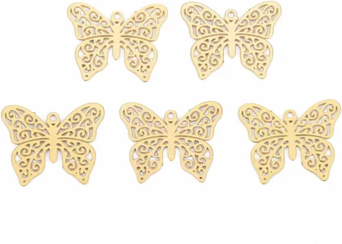 Miniatura 7 de Beadthoven - Colgantes de filigrana dorada clara, adornos de metal grabados, dijes de conector hueco para aretes, collares, accesorios para hacer