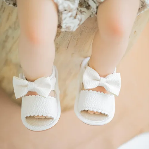 Miniatura 3 de Sandalias para bebé niña, suela de goma antideslizante suave, sandalias casuales de playa para recién nacidos, con lazo, zapatos de verano