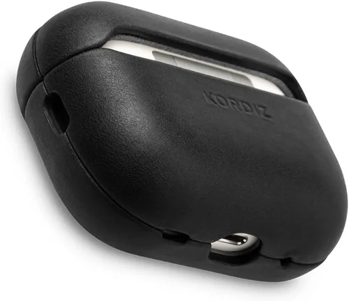 KORDIZ Funda de cuero para AirPods Pro de 2ª generación - Funda de piel de vaca encerada con aceite genuino para Airpods Pro 2 - Pátina vintage Negro