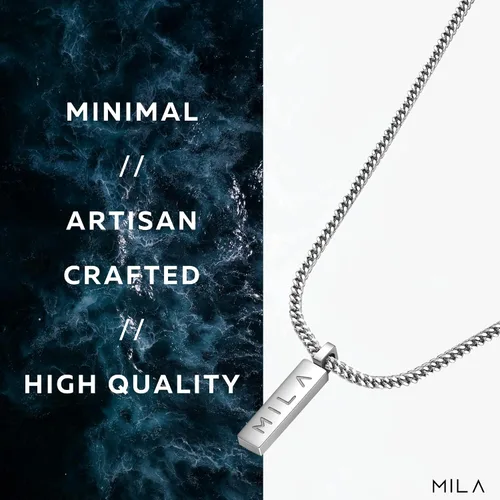 Miniatura 8 de Collar para hombre Collar con colgante en L Unisize L cadena de acero inoxidable para hombres y mujeres, collares geniales, cadena alternativa