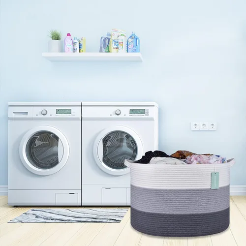Miniatura 8 de Cesta Extra Grande para Mantas 87L, Cesta para Ropa Sucia, Cesta de Guardería para Bebés para Almacenamiento de Juguetes, Ropa y Toallas, Cesta