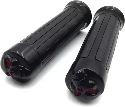 Miniatura 4 de MT080-25-BK Agarres de manubrio estilo calavera negra de 1 pulgada, compatibles con Harley XL 883 Hugger Sportster Cruiser