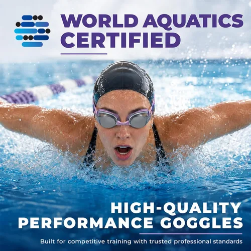 Miniatura 8 de Gafas de natación unisex Swipe para hombres y mujeres, antivaho, tecnología UV, correa doble, sin fugas, gafas de natación Púrpura lavanda