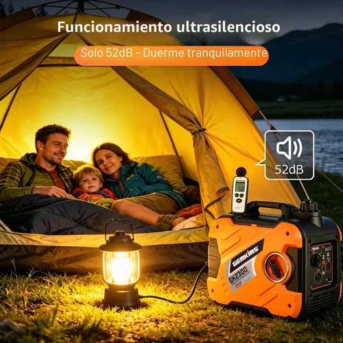 Miniatura 5 de Genkins Generador inversor portátil de 2300 vatios ultra silencioso a gas, listo para vehículos recreativos, cumple con CARB y EPA, envío a los 50