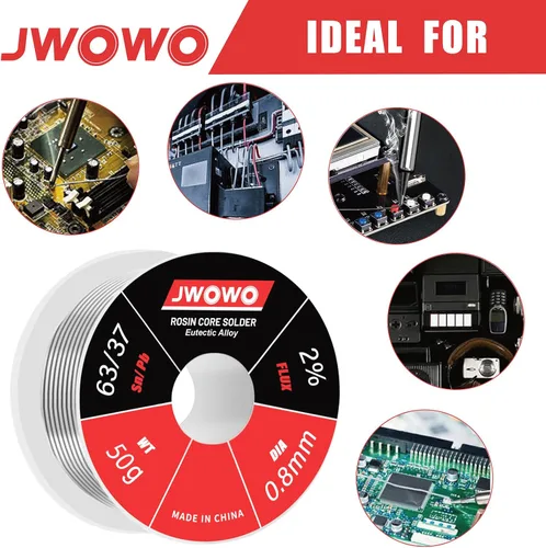 Miniatura 6 de Alambre de soldadura con núcleo de colofonia para soldadura eléctrica (0,8mm/50g), de JWOWO