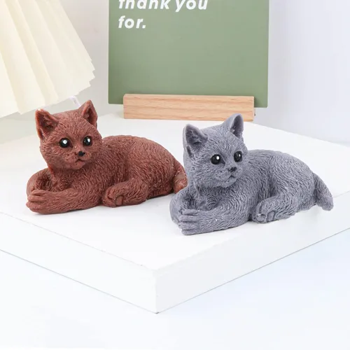 Miniatura 3 de Grainrain Moldes de vela hechos a mano 3D molde de fabricación de velas molde de jabón de silicona animal moldes de vela de gato para hacer velas
