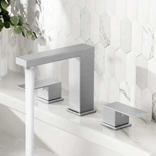 KES Grifo de Lavabo de Baño de 8 Pulgadas Extendido Grifo de Baño de 3 Orificios Grifo de Tocador Manguera de Suministro Incluida SUS304 Acero