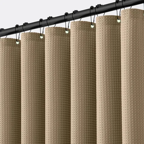 Miniatura 10 de MIULEE - Cortina de ducha extralarga con textura de gofre de 84 pulgadas con 12 ganchos de metal, moderna, lavable, de 260GSM, tela resistente e