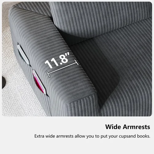 Miniatura 15 de 108" Cloud Couch Modular Sectional Sofa for Living Room, L Shaped Boneless Couch with Deep Seat Chaise, No Assembly Required Foam Sleeper Sofa for