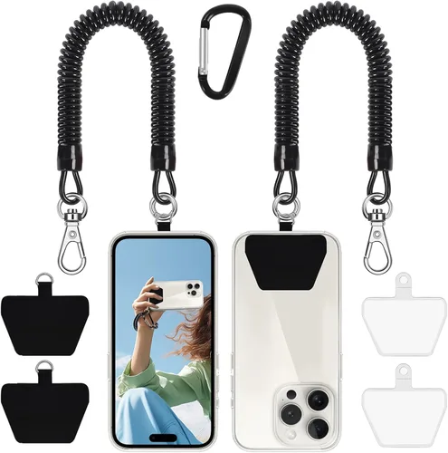 Miniatura 20 de Doormoon - Cordón para teléfono con parche, correas elásticas universales y anclaje para funda de teléfono para anti-caída al aire libre para esquí