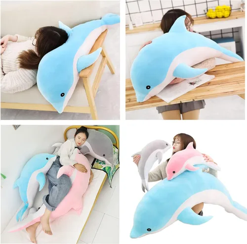 Miniatura 6 de Somao Animales de Peluche Delfín Almohada de Peluche Súper Suave Juguetes de Peluche de Animales Marinos Muñecas para Niños y Niñas Cojín para Azul