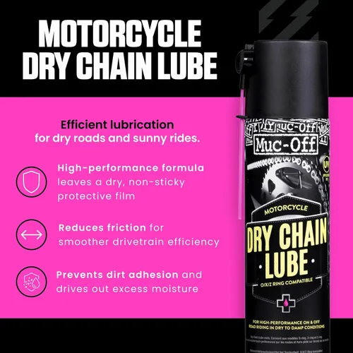 Miniatura 2 de Muc-Off Lubricante de cadena seca para motocicleta, fórmula sintética ultraduradera, lubricación de larga duración, máxima protección de cadena