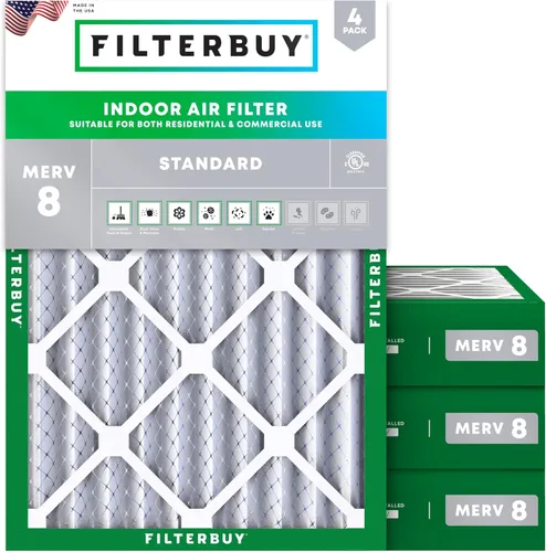 Miniatura 63 de Filterbuy - Filtro de aire de 20x20x1 MERV 8, Defensa Esencial contra el Polvo y las Alergias (paquete de 4), Filtros plisados electrostáticos