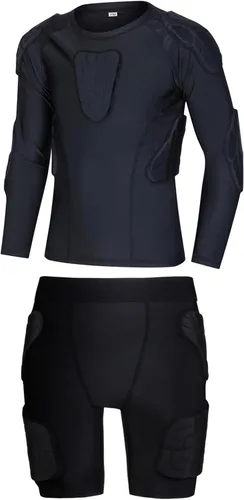 Miniatura 9 de Hotfiary Pantalones cortos de compresión acolchados para jóvenes, protector de pecho de costilla de fútbol, almohadillas protectoras para patinaje