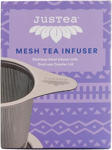 Miniatura 4 de Infusor de té de hojas sueltas con tapa de posavasos de doble uso, colador de té apto para lavavajillas, acero inoxidable 18/8, se adapta a tazas