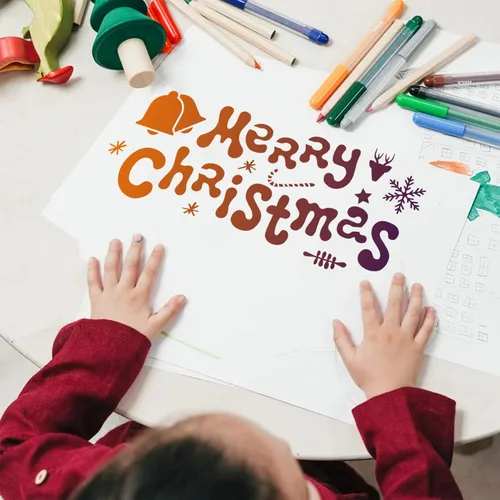 Miniatura 3 de EXCEART 6 hojas de plantillas de huellas de Papá Noel de Navidad, plantillas de pintura huecas para piso, madera, ventana, pared